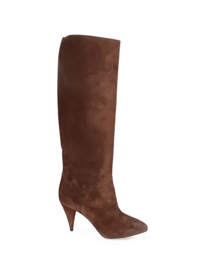 Casadei Pointed-toe Suede Boots In Brown