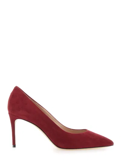 Casadei Pointed-toe Suede Pump In Red