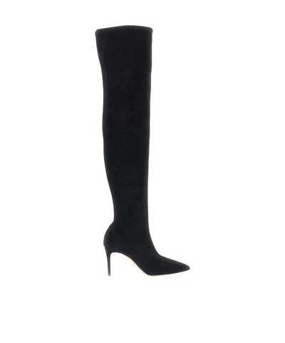 Casadei Julia Pointed-toe Over-the-knee Boots In Black