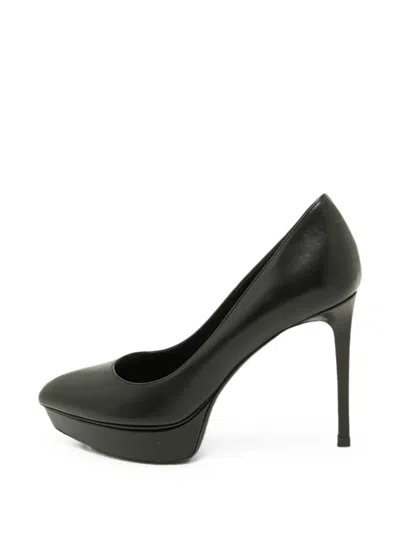 Pre-owned Casadei Point-toe Platform Pumps In Black
