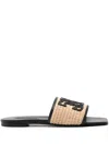 Casadei Portofino Logo-patch Slides In Nude