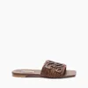 Casadei Brown Slide Sandals With Embossed Logo In Raffia Woman In Rum