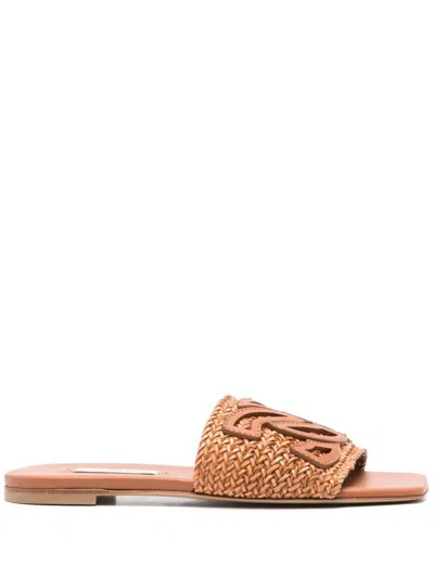 Casadei Positano Flat Sandals In Brown