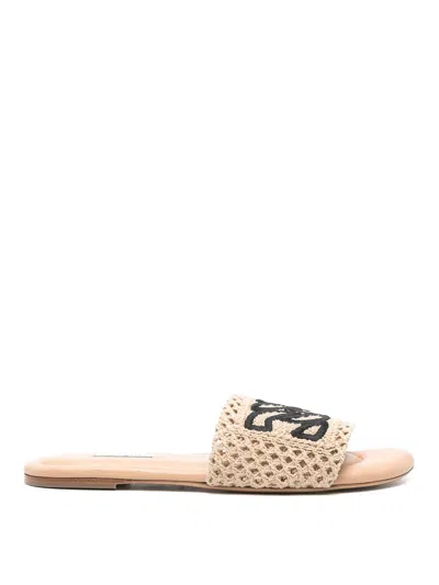 Casadei Segmented Sole Open Toe Flat Sandals In Neutral