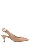 Casadei Powder Pink Leather Pumps In Brown