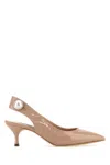 Casadei Powder Pink Leather Pumps In Brown