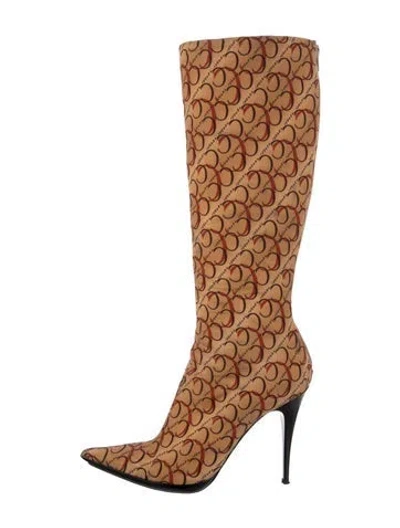 Pre-owned Casadei Printed Boots In Brown