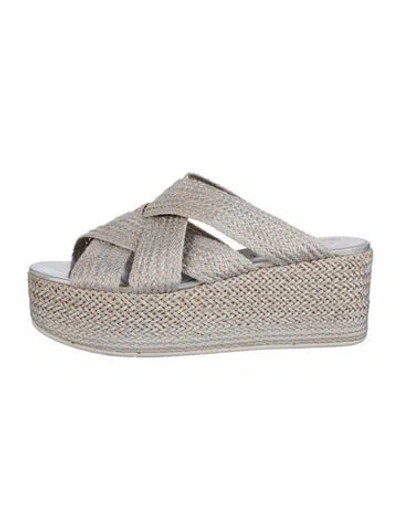 Pre-owned Casadei Raffia Sandals In Silver