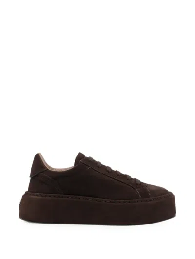Casadei Renna Platform Suede Sneakers In Brown
