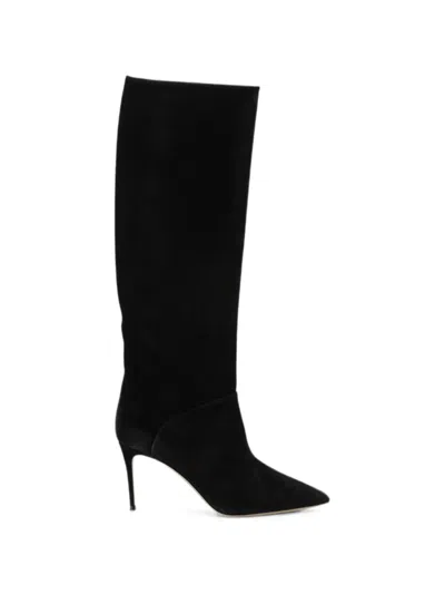 Casadei Renna Suede Pointed-toe Knee-high Boots In Black
