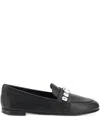 Casadei Loafers With Shiny Beads For Elegance In Black