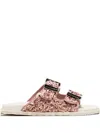 Casadei Rose-embellished Buckle Slides In Pink