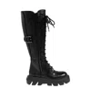 Casadei Lace-up Leather Boots In Black