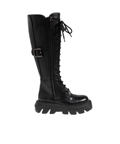 CASADEI LACE-UP LEATHER BOOTS