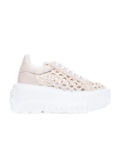 Casadei Round-head Platform Sneakers In White