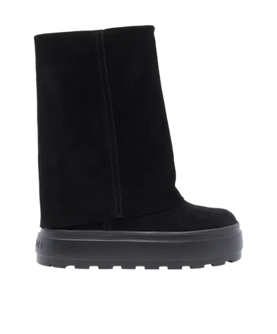 Casadei Ankle Boots Suede Finish Platform Sole In Black