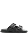 Casadei Perforated Rubber Sole Sandals With Round Toe In Black
