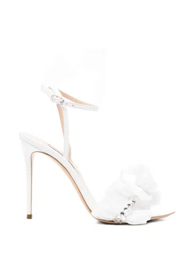 Casadei Ruffled Embellished Sandals In White