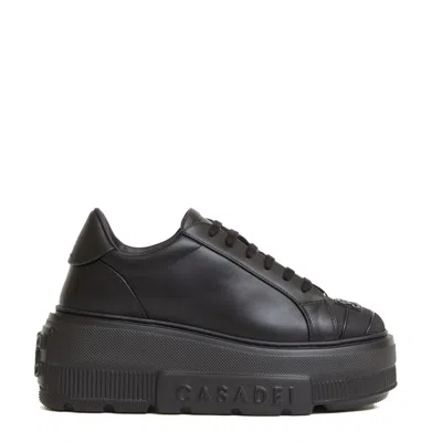 Casadei Low Top Platform Sneakers In Nero Neri E Grigi
