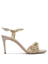 Casadei Braided Stiletto Sandals In Leather Blend In Pink