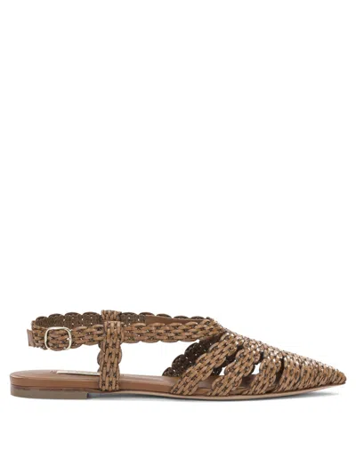 Casadei Beige Leather Sandals In Brown