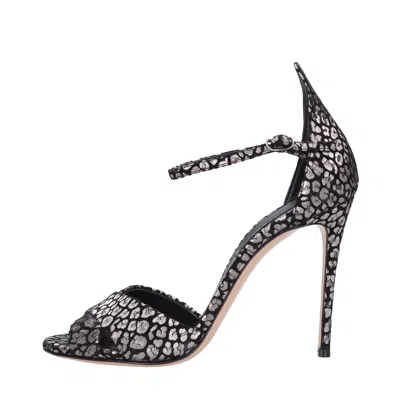 Casadei Sandals Black In Nero Neri E Grigi