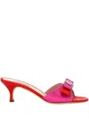 Casadei Bow Embellished Sandals In Fuchsia+fiamma