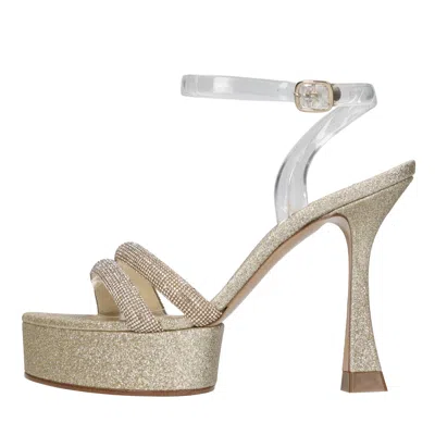 Casadei Sandals Golden In Oro Metallici E Grigi