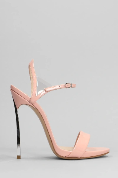 Casadei Sandals In Rose-pink Patent Leather