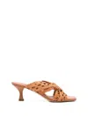 Casadei Strappy Sandals With Mid Heel And Square Toe In Brown