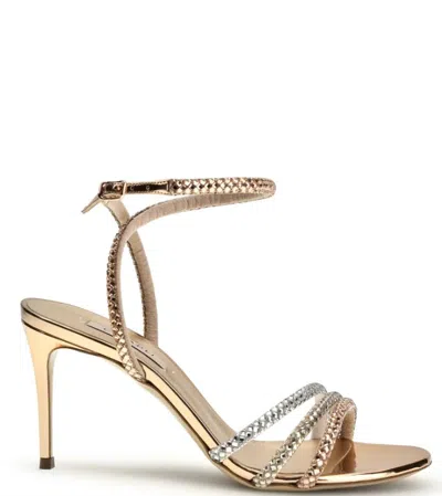Casadei Sandals Multicolor Oro Rosa In Gold