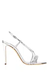 Casadei Embellished Fabric Starsway Sandals In Silver