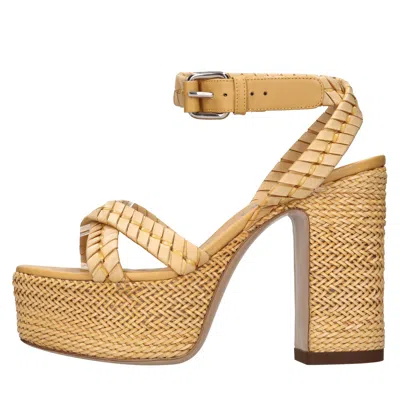 Casadei Sandals Yellow In Brown