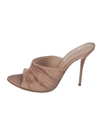 Pre-owned Casadei Satin Animal Print Slides In Neutral