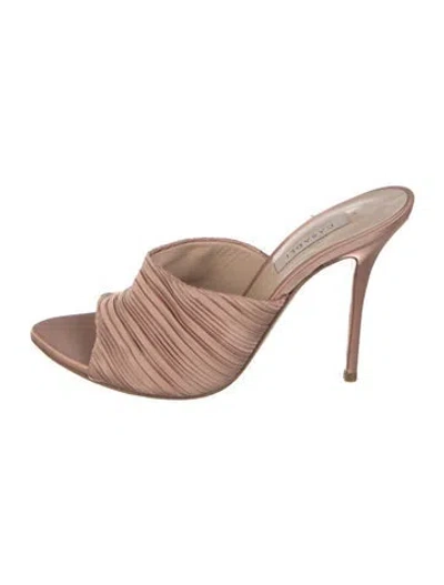 Pre-owned Casadei Satin Pleated Accents Slides In Neutral