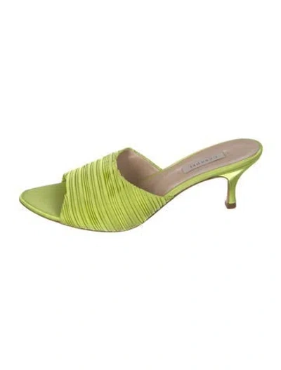 Pre-owned Casadei Satin Printed Slides In Green