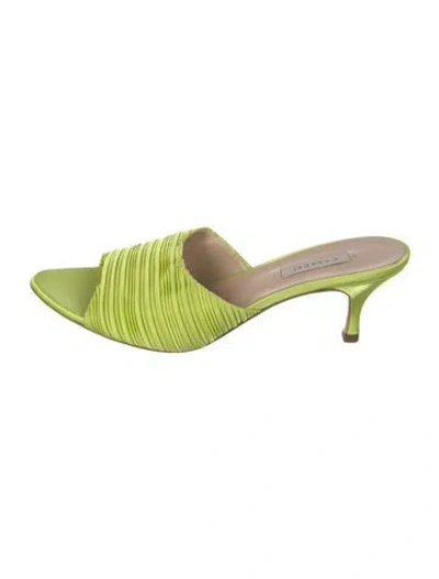 Pre-owned Casadei Satin Printed Slides In Green