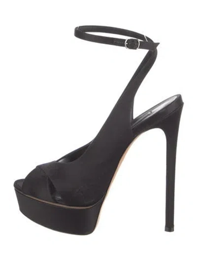 Pre-owned Casadei Satin Sandals In Black