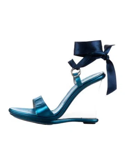 Pre-owned Casadei Satin Sandals In Blue