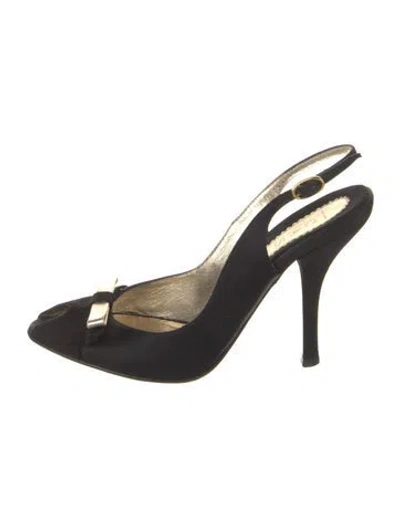 Pre-owned Casadei Satin Slingback Pumps In Black
