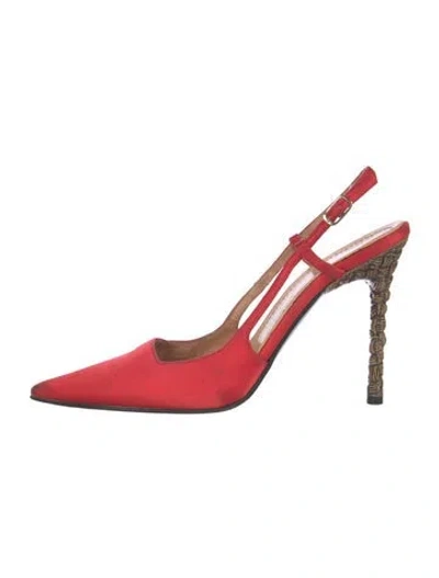 Pre-owned Casadei Satin Slingback Pumps In Pink