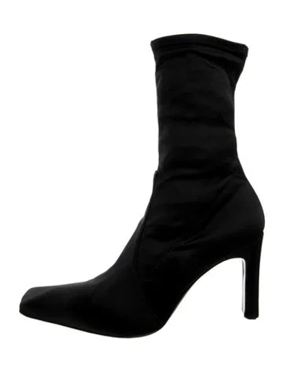 Pre-owned Casadei Satin Sock Boots In Black
