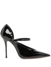 Casadei Scarlet Jolly Patent Leather Pointed Toe Pumps In Black