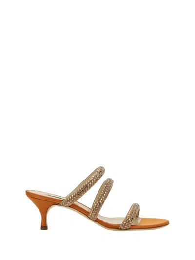Casadei Scarlet Sandals In Brown/gold