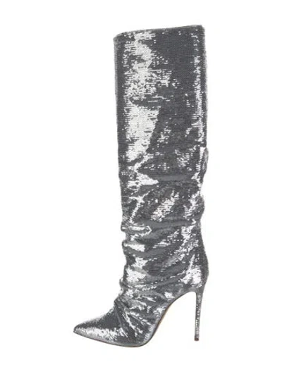 Pre-owned Casadei Sequins Patterned Boots In Silver