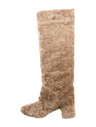 Pre-owned Casadei Shearling Riding Boots In Brown
