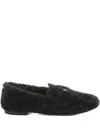 Casadei Shearling Slip-on Loafers In Black