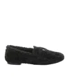 Casadei Shearling Slip-on Loafers In Black