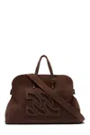 Casadei Stylish Suede Shoulder Bags With Top Handle In Brown