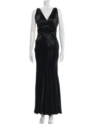 Pre-owned Casadei Silk Long Dress In Black